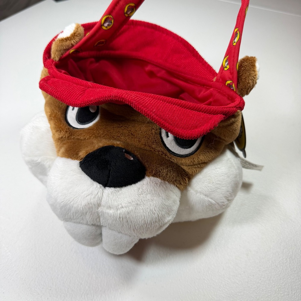 Buc-ee's Plush Beaver Head Bucket Bag Kids OS Brown Red NEW Novelty Mascot